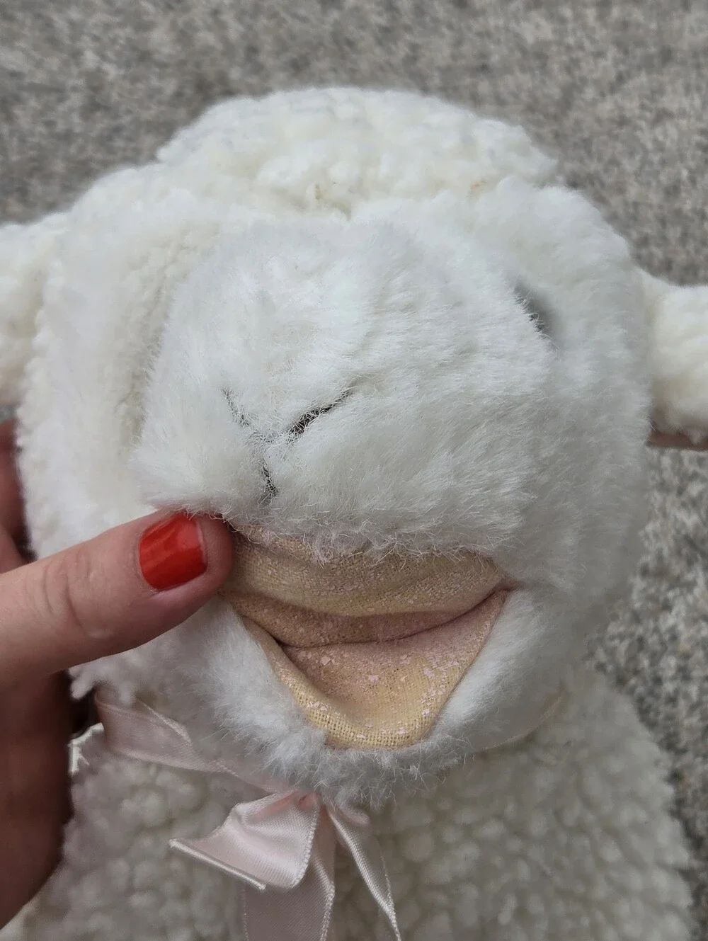 Vtg Mervyn’s Playful Pals White Lamb Hand Puppet Plush Stuffed Animal with Bell